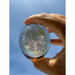 Robert Eickholt 1994 Hand Blown Controlled Bubble Paperweight Clear WSV3